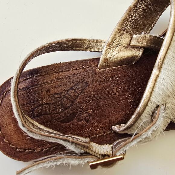 Freebird Aruba Calf Hair Strap Sandal Cream Brown Size 39 - Picture 8 of 8